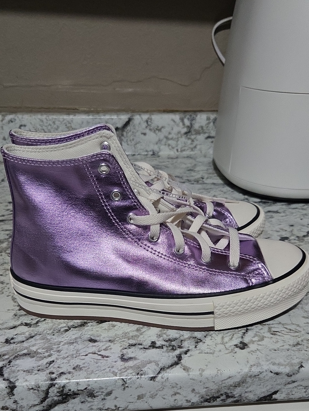 Converse Big Kids Metallic Purple High-Top Sneakers NEW!!!